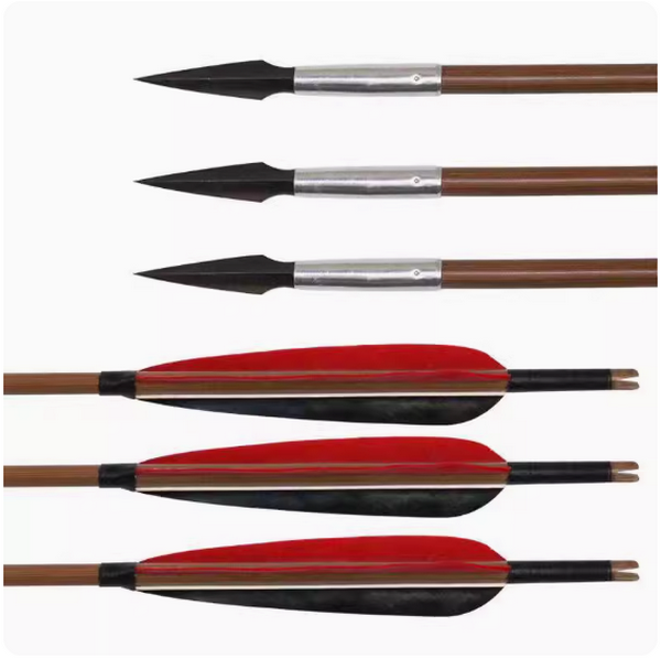 Hot Recurve Bow Turkey Real Feather Wooden Arrow Accessories (10 Bamboo Arrows, Hunting Arrows)