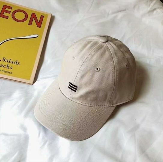 New simple embroidered three-bar sun protection baseball cap sun-visible peaked cap (off-white-embroidered three-bar)