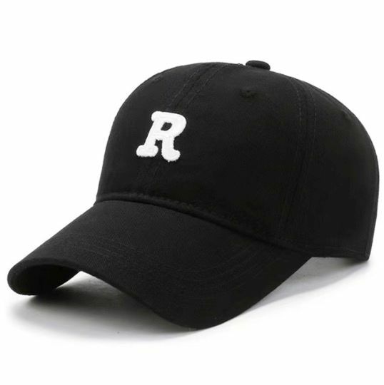 New style simple embroidered R letter sun protection baseball cap sun visor peaked cap (black - embroidered R letter)
