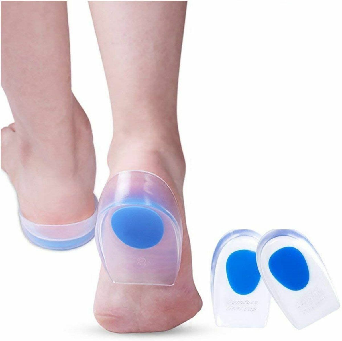 New LARGE [size 40~46] heel pad, silicone heel pad, transparent sports shock-absorbing inner heightening insole, U-shaped heel pad, PU half size heel pad
