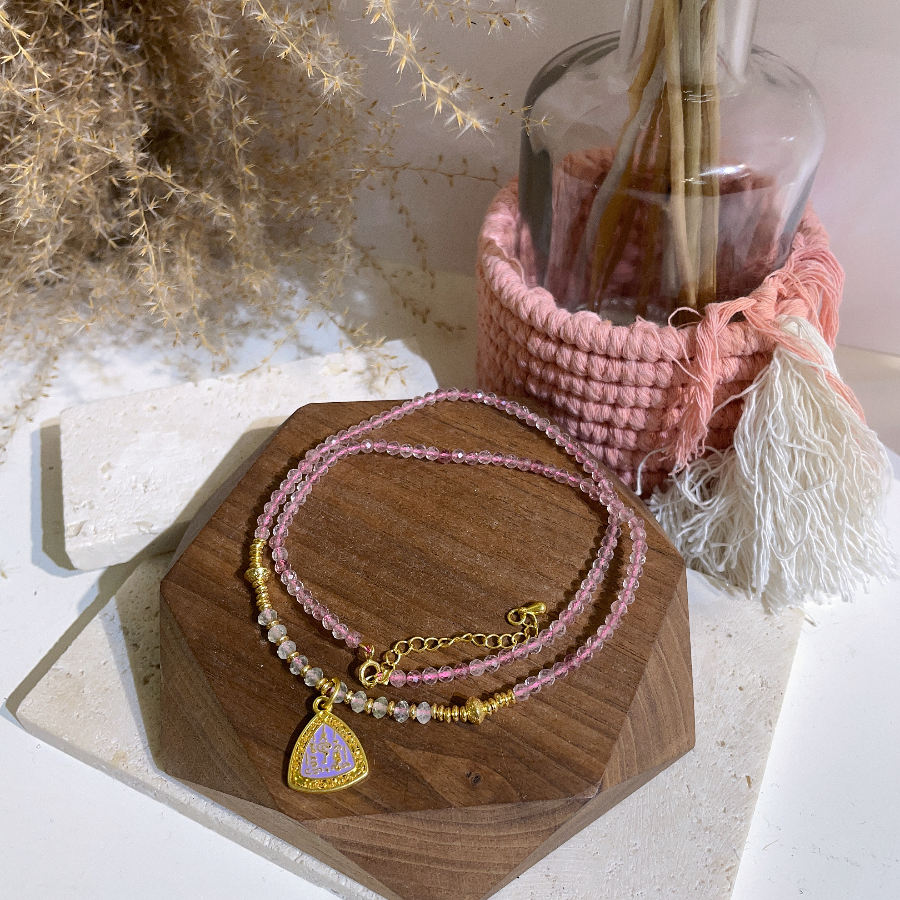 草莓晶經文頸鏈