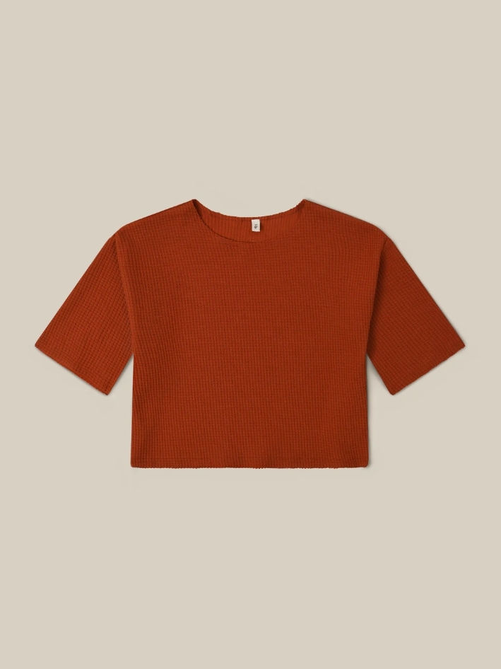 【預購】ORGANIC ZOO - Paprika Waffle Boxy Sweatshirt