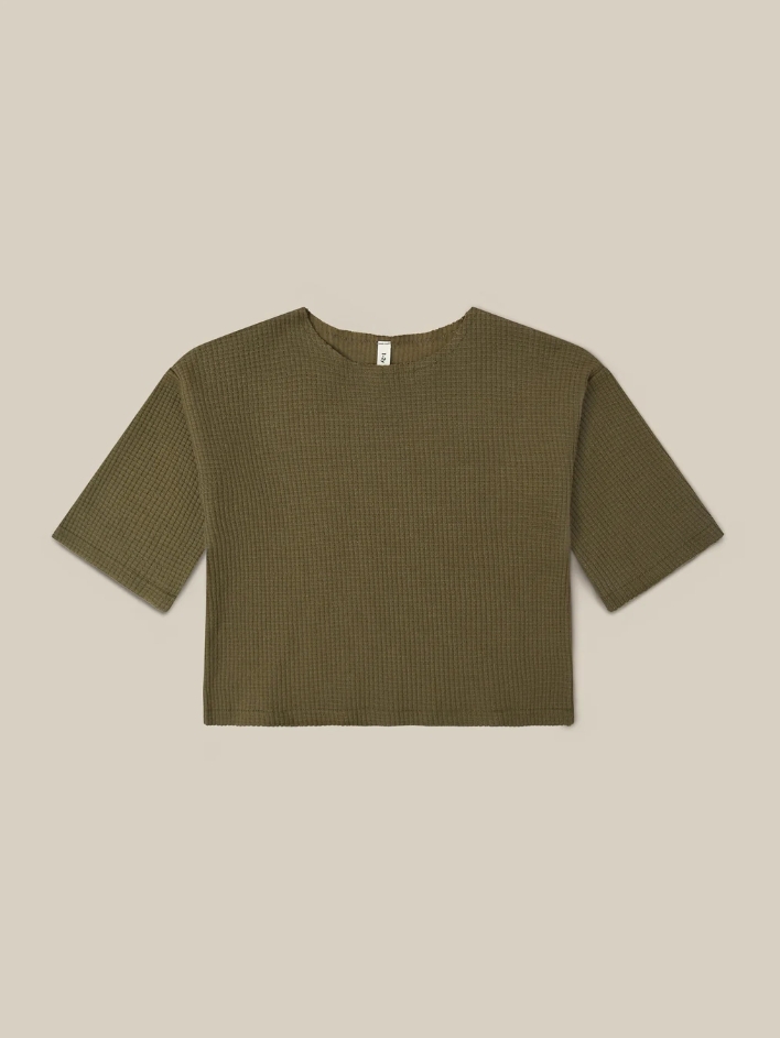 【預購】ORGANIC ZOO - Olive Waffle Boxy Sweatshirt
