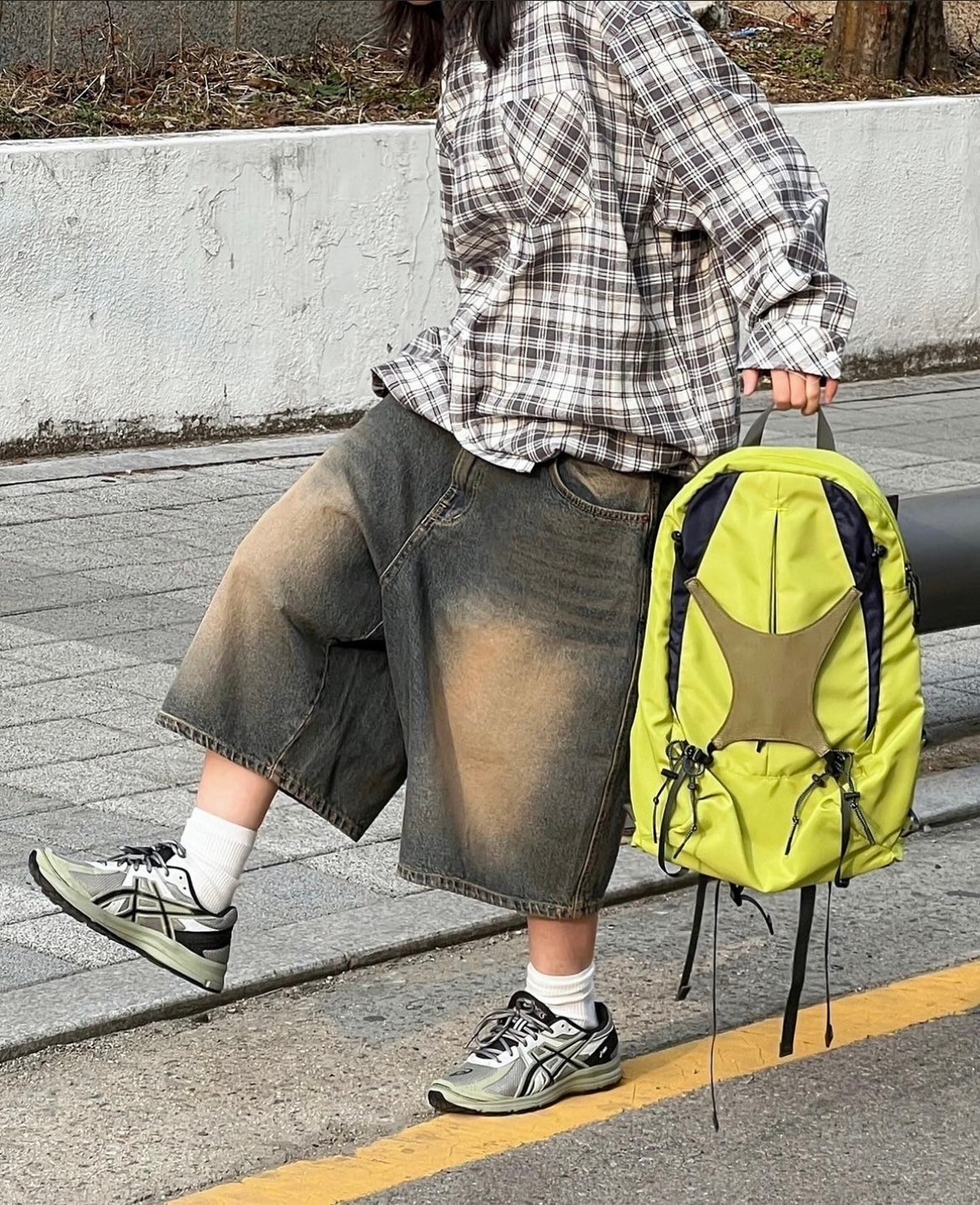 (GOAL) 水洗黃泥闊腿牛仔短褲 KC72