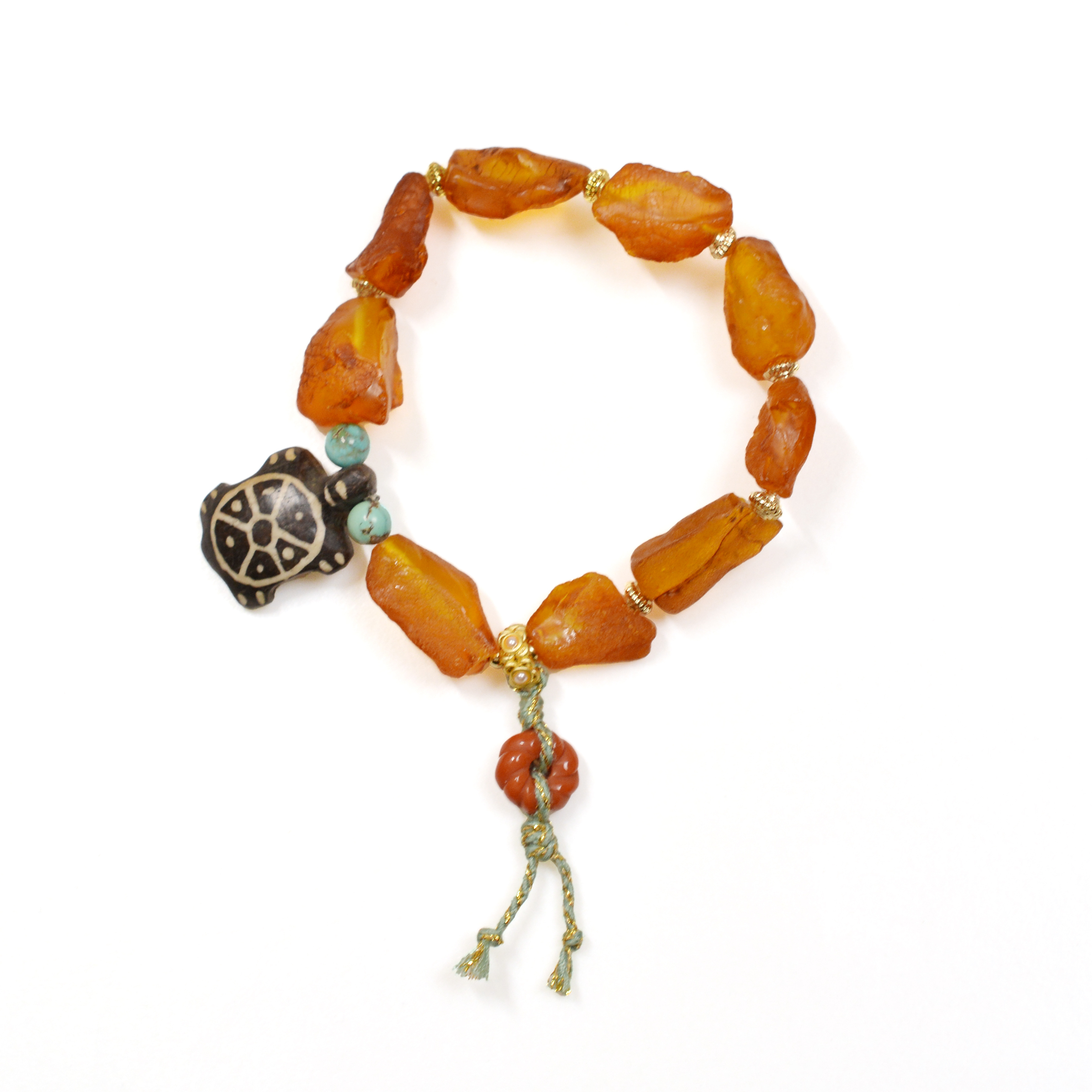 寶寶箱系列 - 蜜蠟隨形手串 (配：邦提克地珠小烏龜、天然綠松石、滿肉南紅)