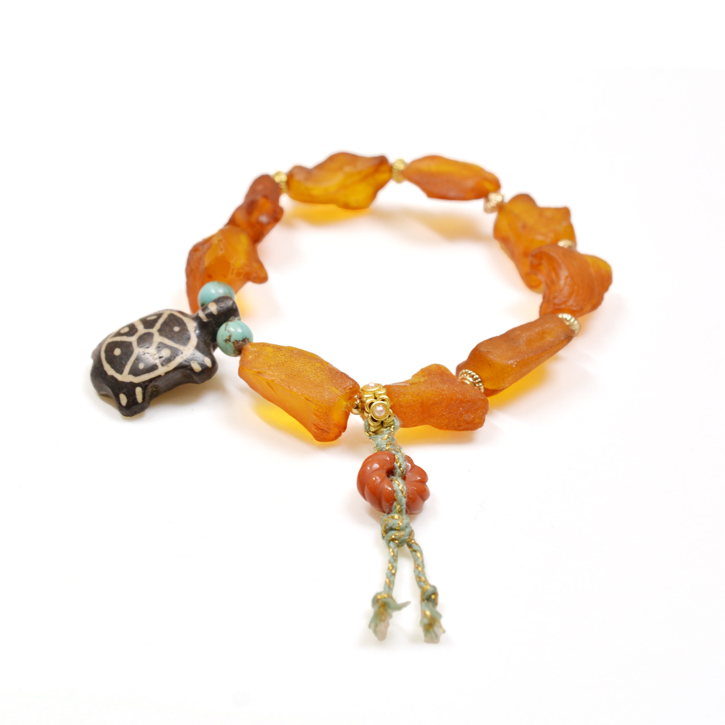 寶寶箱系列 - 蜜蠟隨形手串 (配：邦提克地珠小烏龜、天然綠松石、滿肉南紅)