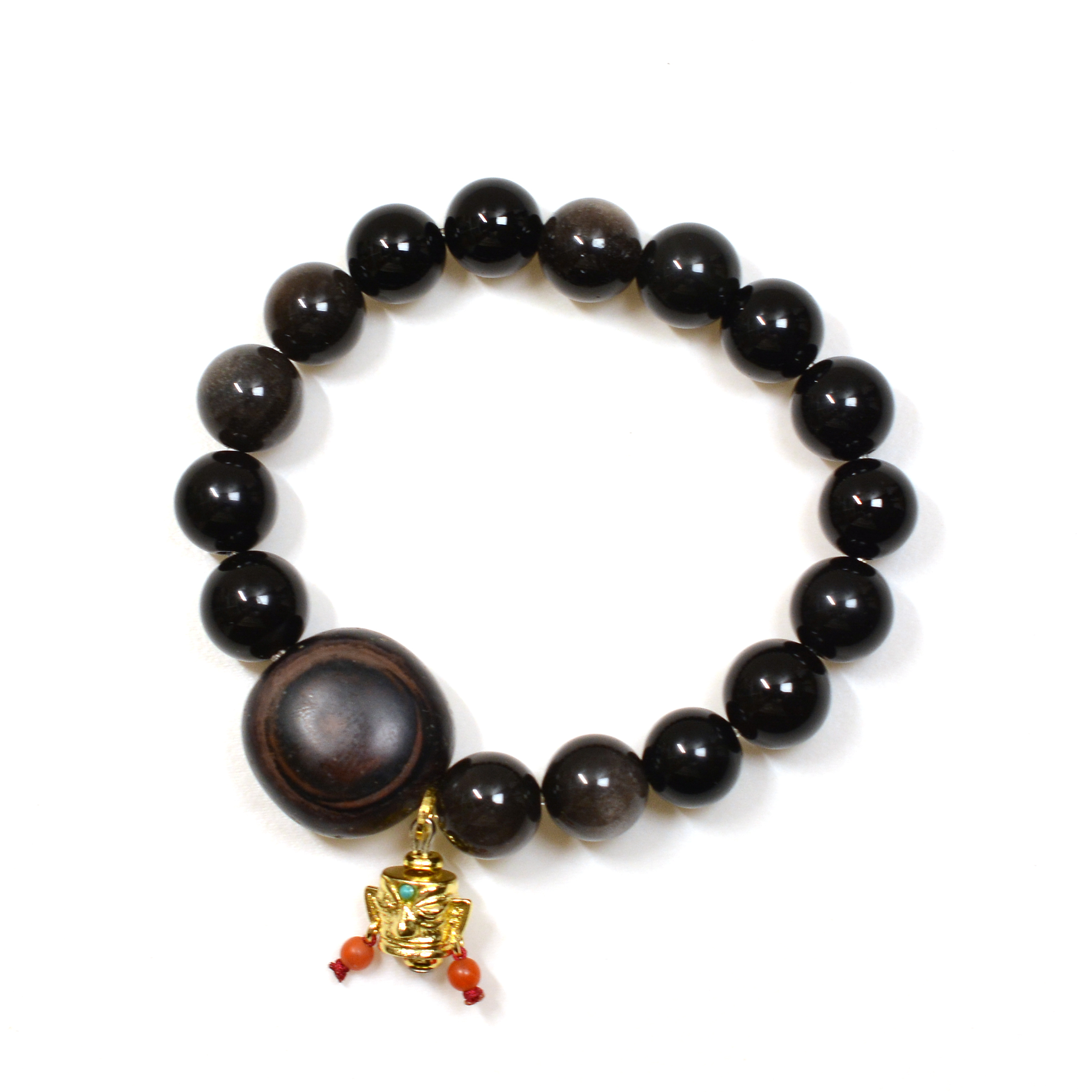 寶寶箱系列 - 10mm 天眼珠銀曜石手串 (配：三星堆鑲寶面具)