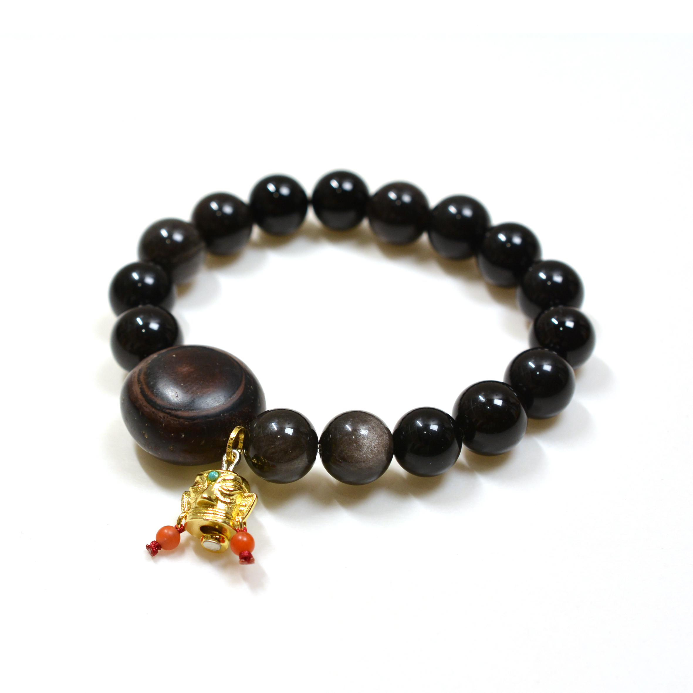 寶寶箱系列 - 10mm 天眼珠銀曜石手串 (配：三星堆鑲寶面具)