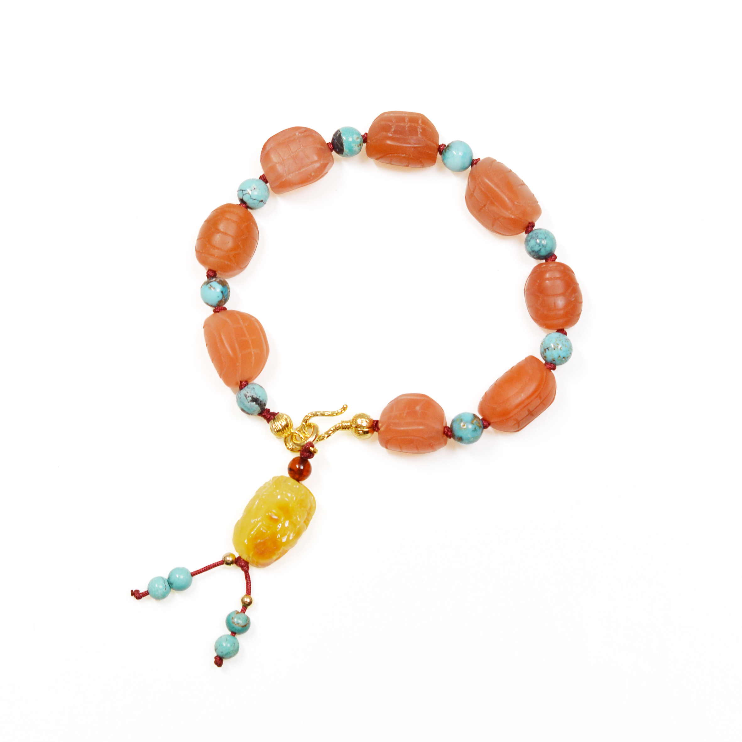 寶寶箱系列 - 南紅富甲天下手串 (配：蜜蠟貔貅、綠松石)