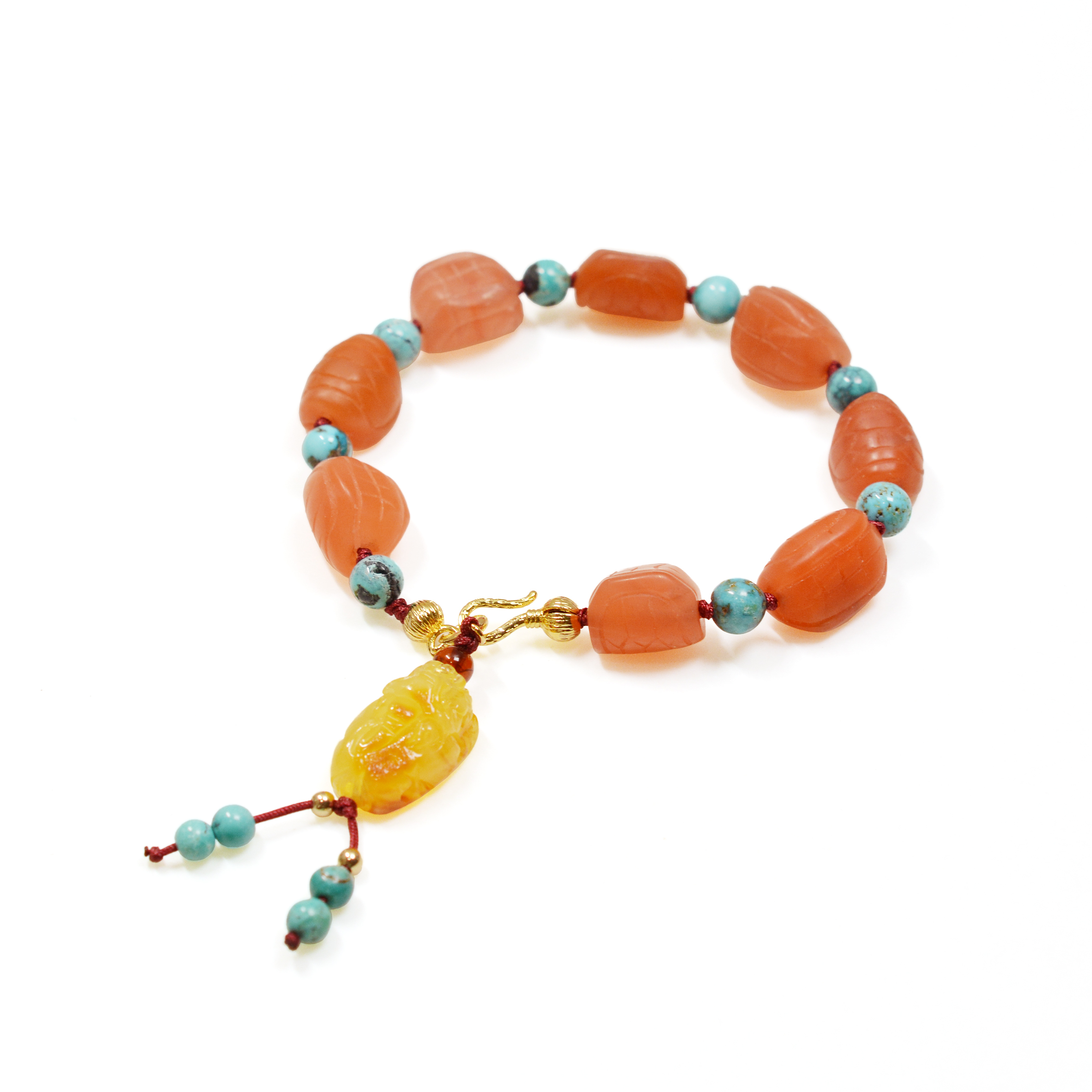 寶寶箱系列 - 南紅富甲天下手串 (配：蜜蠟貔貅、綠松石)