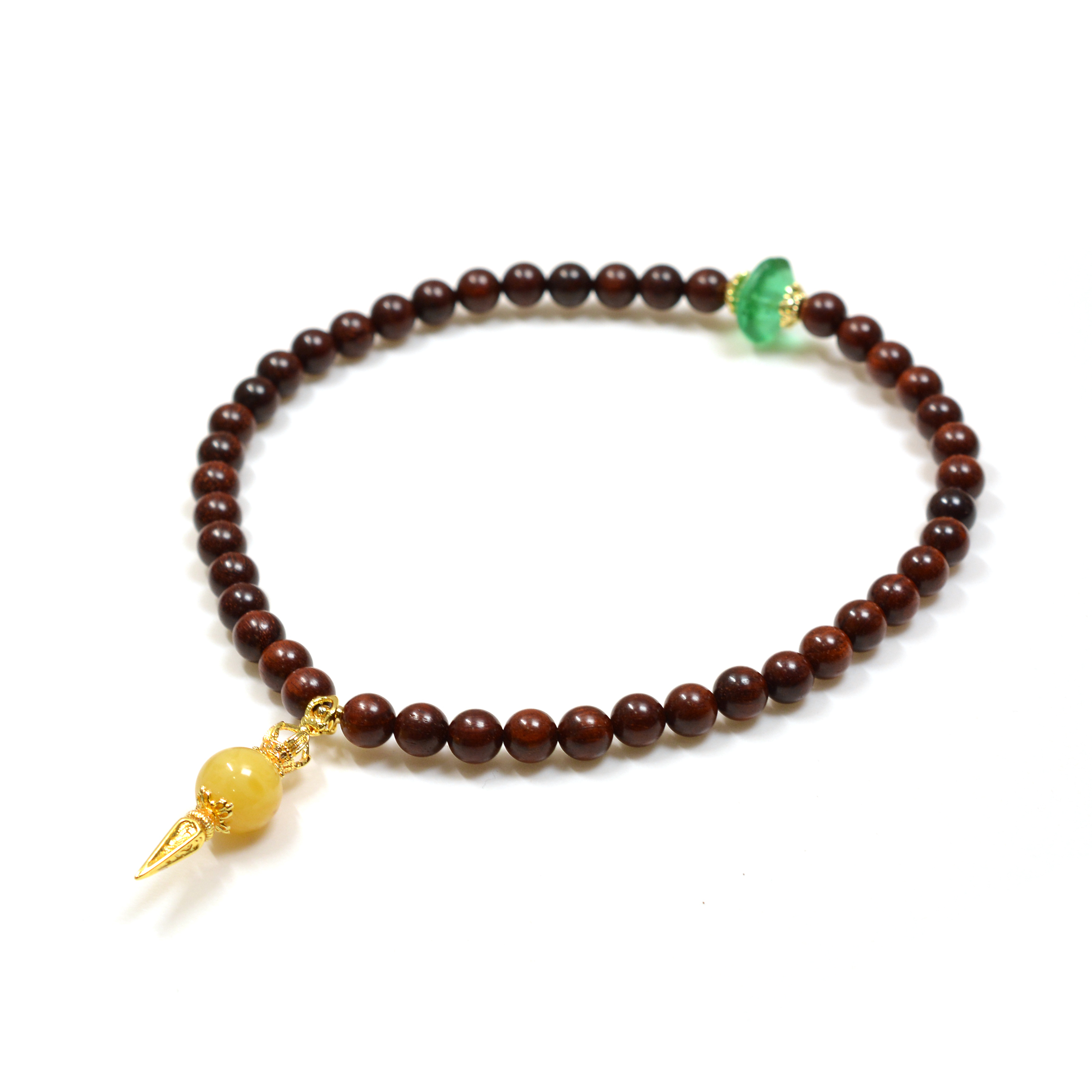 寶寶箱系列 - 8mm 小葉紫檀雙圈手串 (配：古董老琉璃、蜜蠟金剛杵)