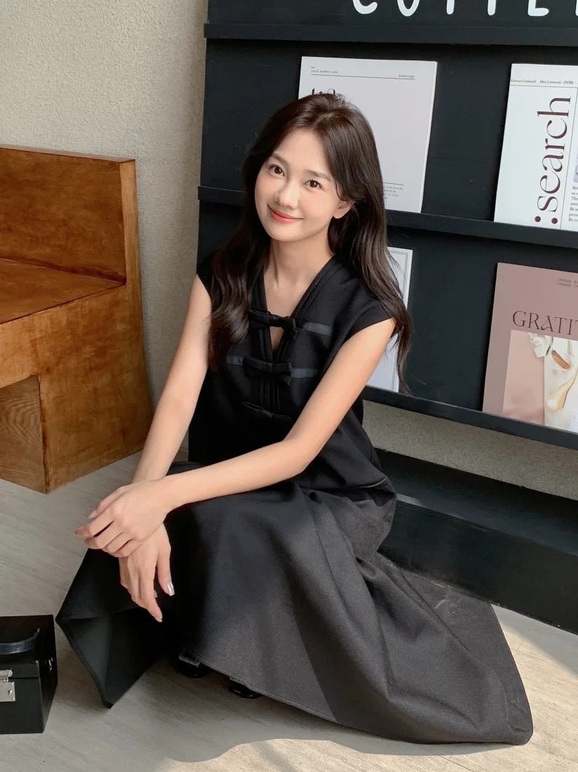 經典黑蝴蝶結造型魚尾背心裙長洋裝 (Elegant & Love)