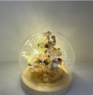 [S] GEMZ & CO HLCT GLASS GARDEN DOME TREE WITH FAIRY LIGHTS, MIXED CRYSTAL, W6 (W6)