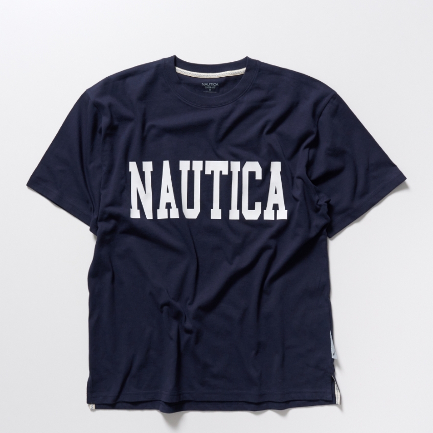 Nautica Big Lettering Tee 短袖 寬鬆 落肩 深藍 [NTS3904]