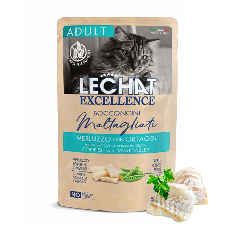 【5件組合價】Lechat Exc. 鱈魚配蔬菜 成貓濕糧 85g (LE-1933-5)