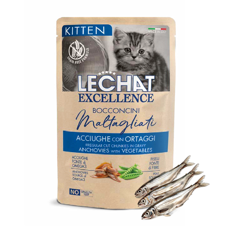 Lechat Exc. 鳳尾魚配蔬菜 幼貓濕糧 85g (LE-1940)