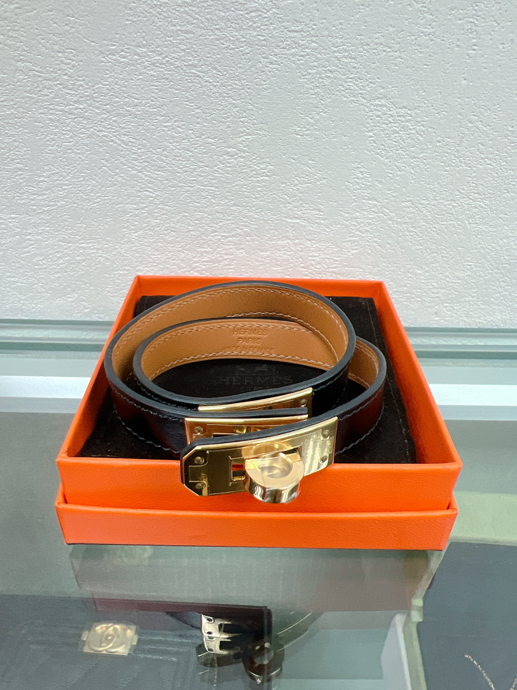 *Unused* Hermes kelly double tour bracelet size T3 (black GHW)