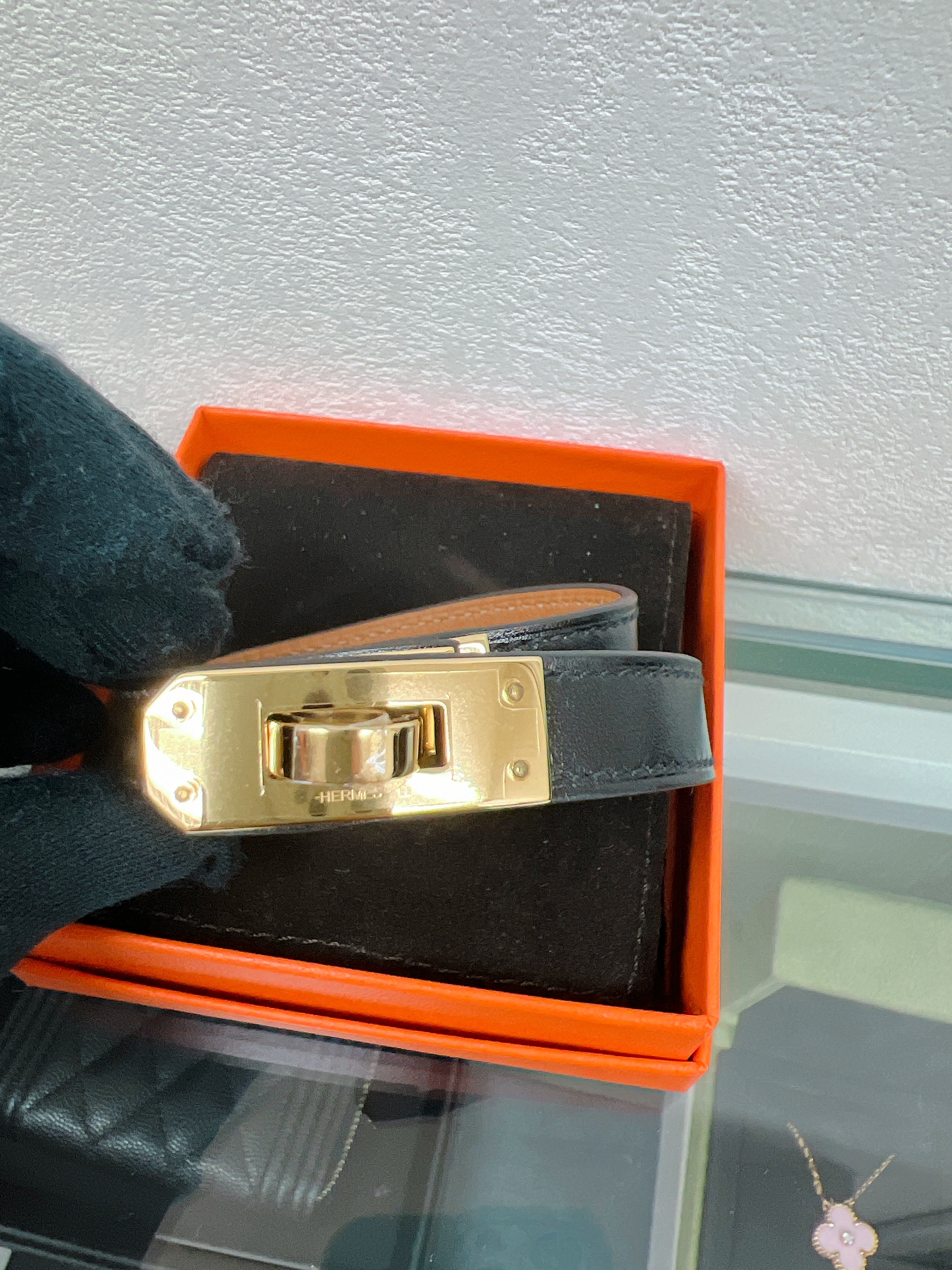 *Unused* Hermes kelly double tour bracelet size T3 (black GHW)