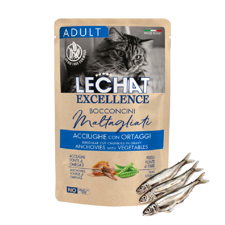 【5件組合價】Lechat Exc. 鳳尾魚配蔬菜 成貓濕糧 85g (LE-1896-5)