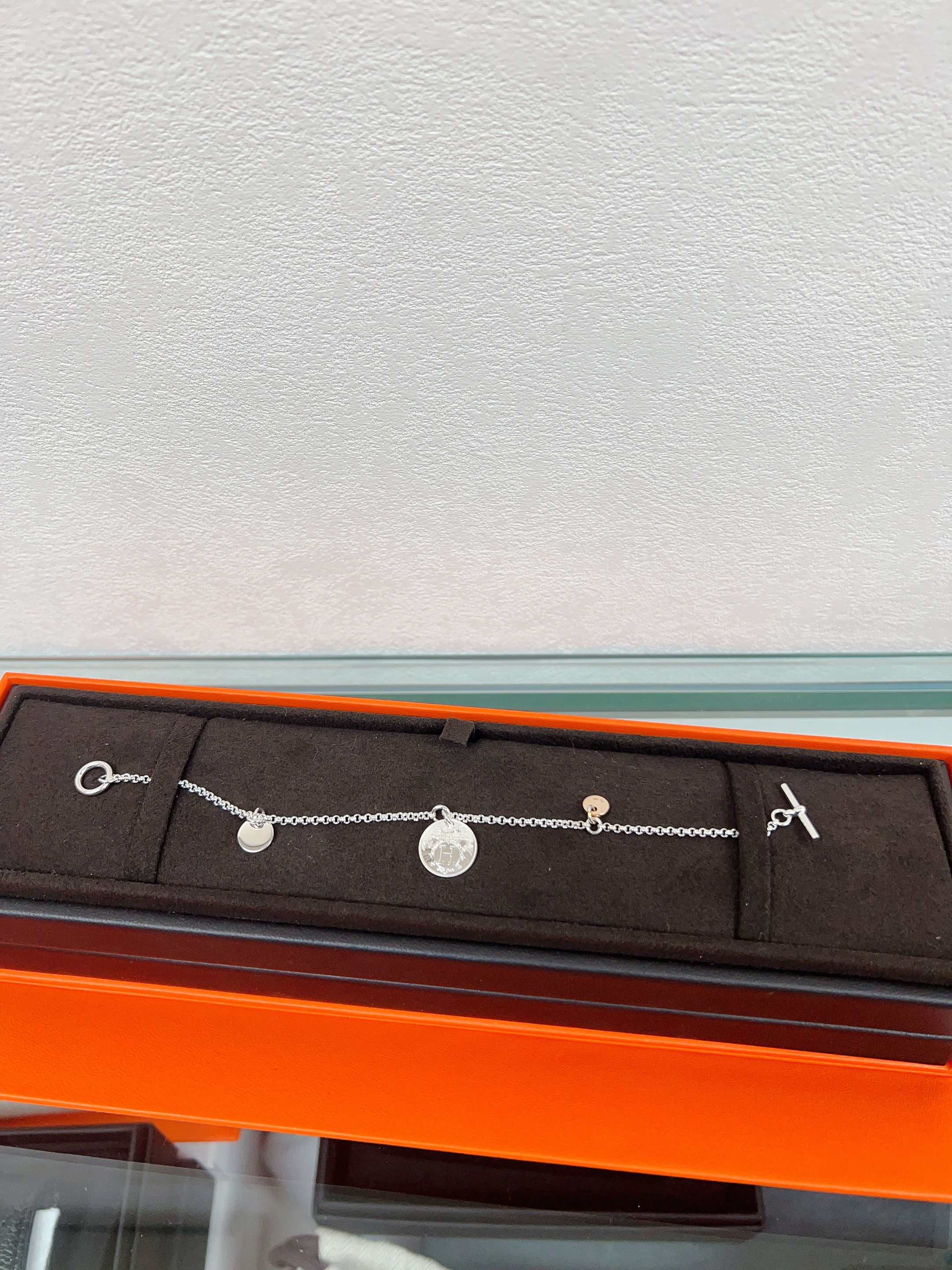 *Unused* Hermes ex-libris bracelet size ST (rose gold & silver)