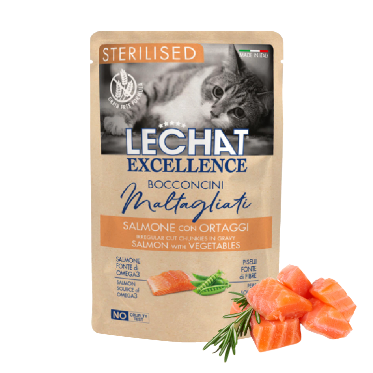 【5件組合價】Lechat Exc. 三文魚配蔬菜 絕育貓濕糧 85g (LE-1919-5)