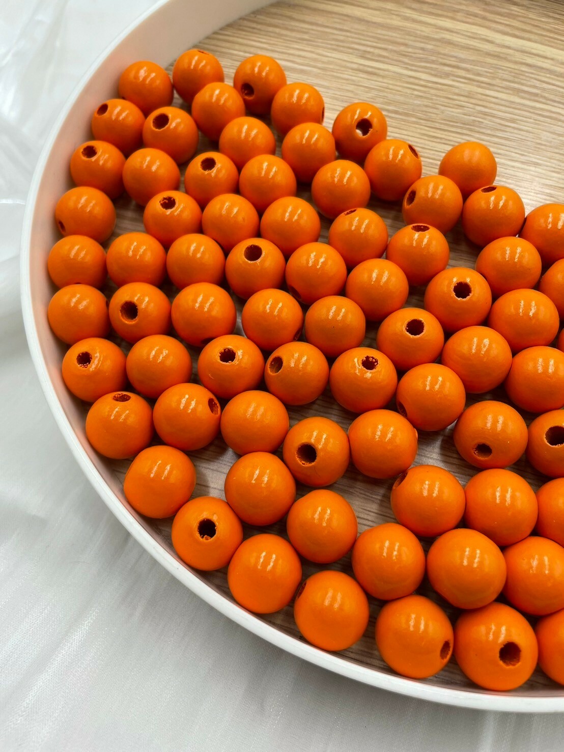 N中-橘色木珠100顆16mm