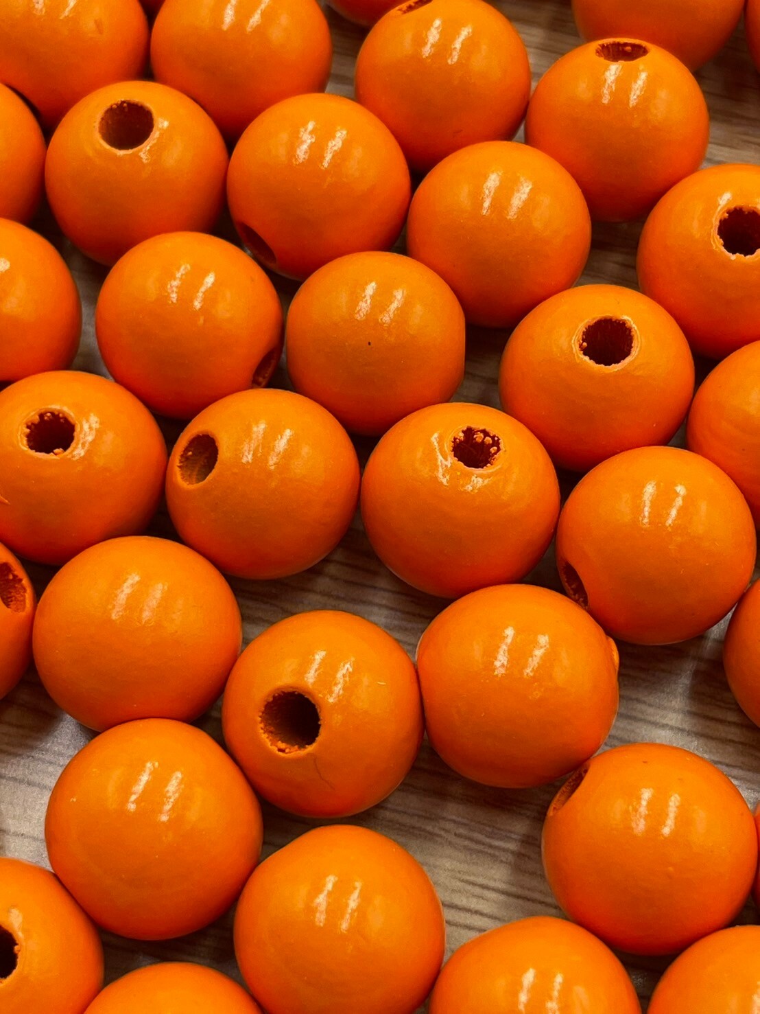N中-橘色木珠100顆16mm