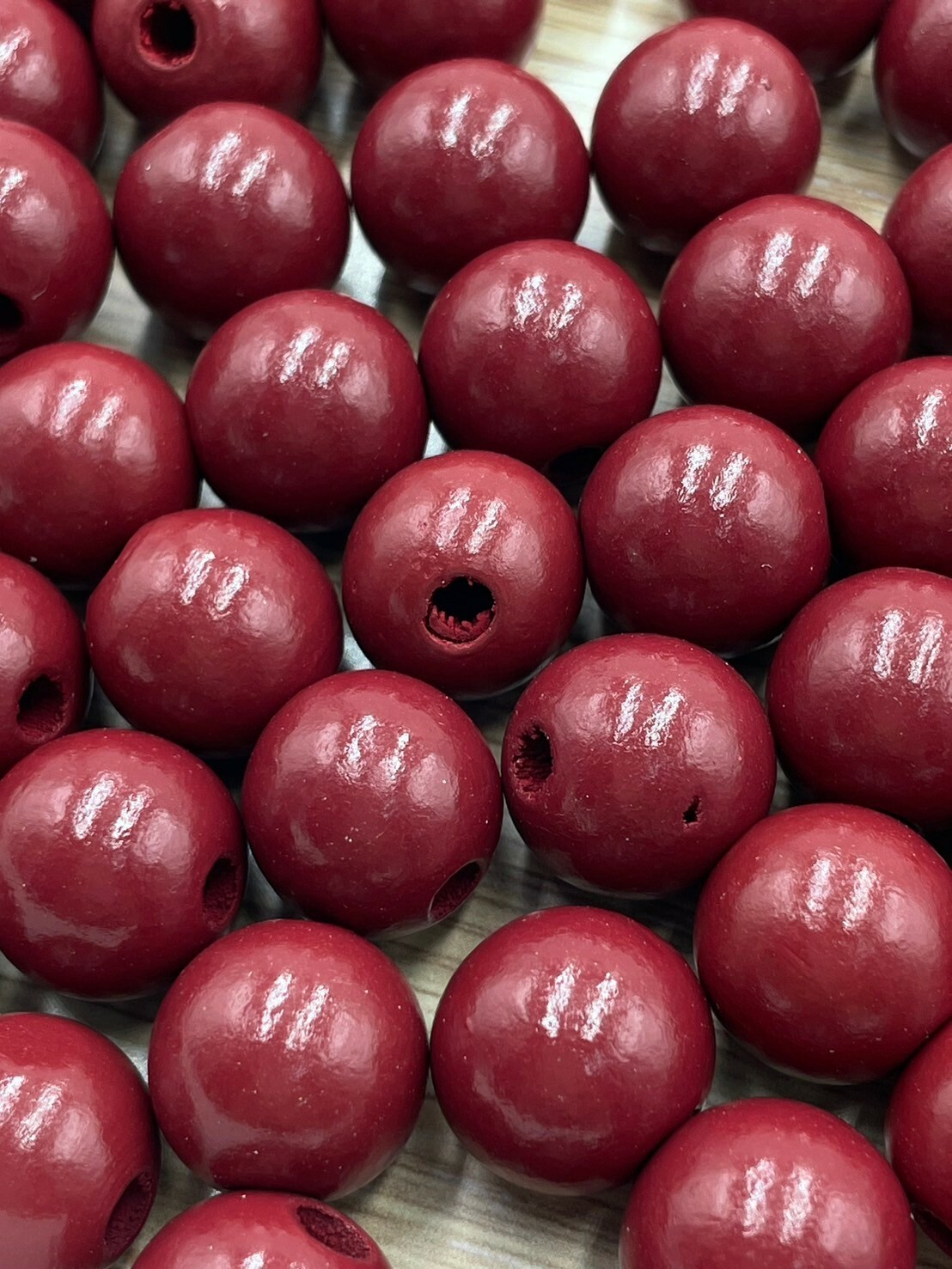 N中-酒紅色木珠100顆16mm