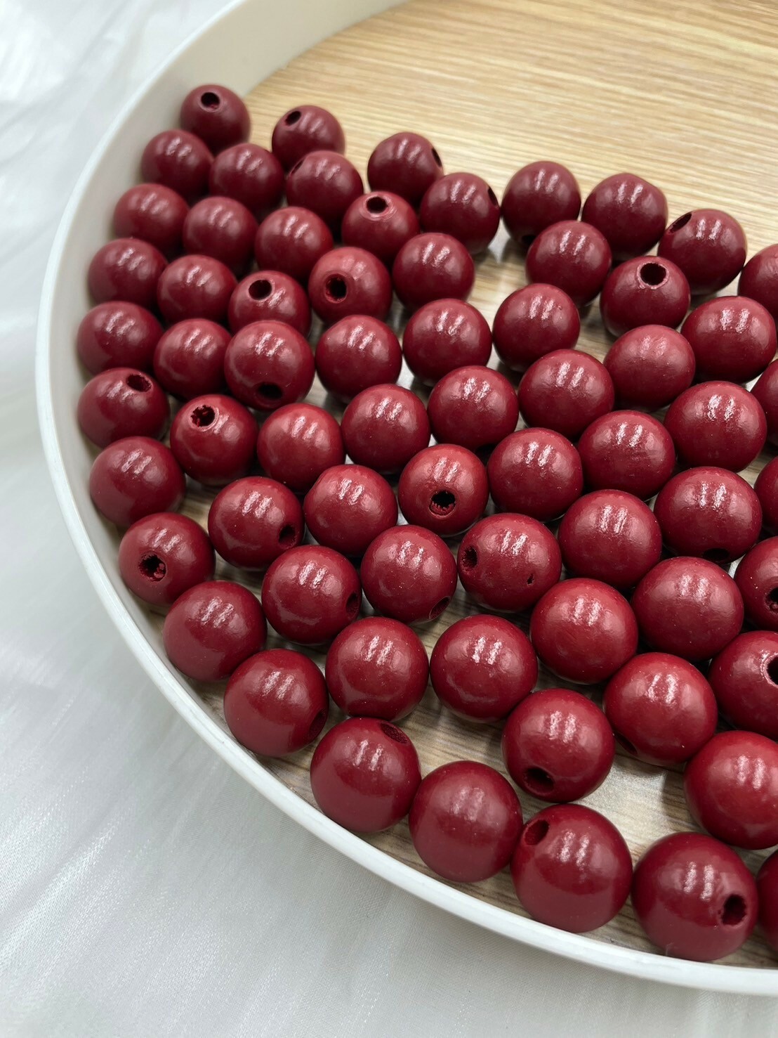 N中-酒紅色木珠100顆16mm