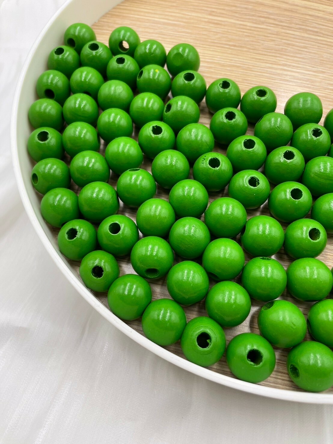 N中-淺綠色木珠100顆16mm