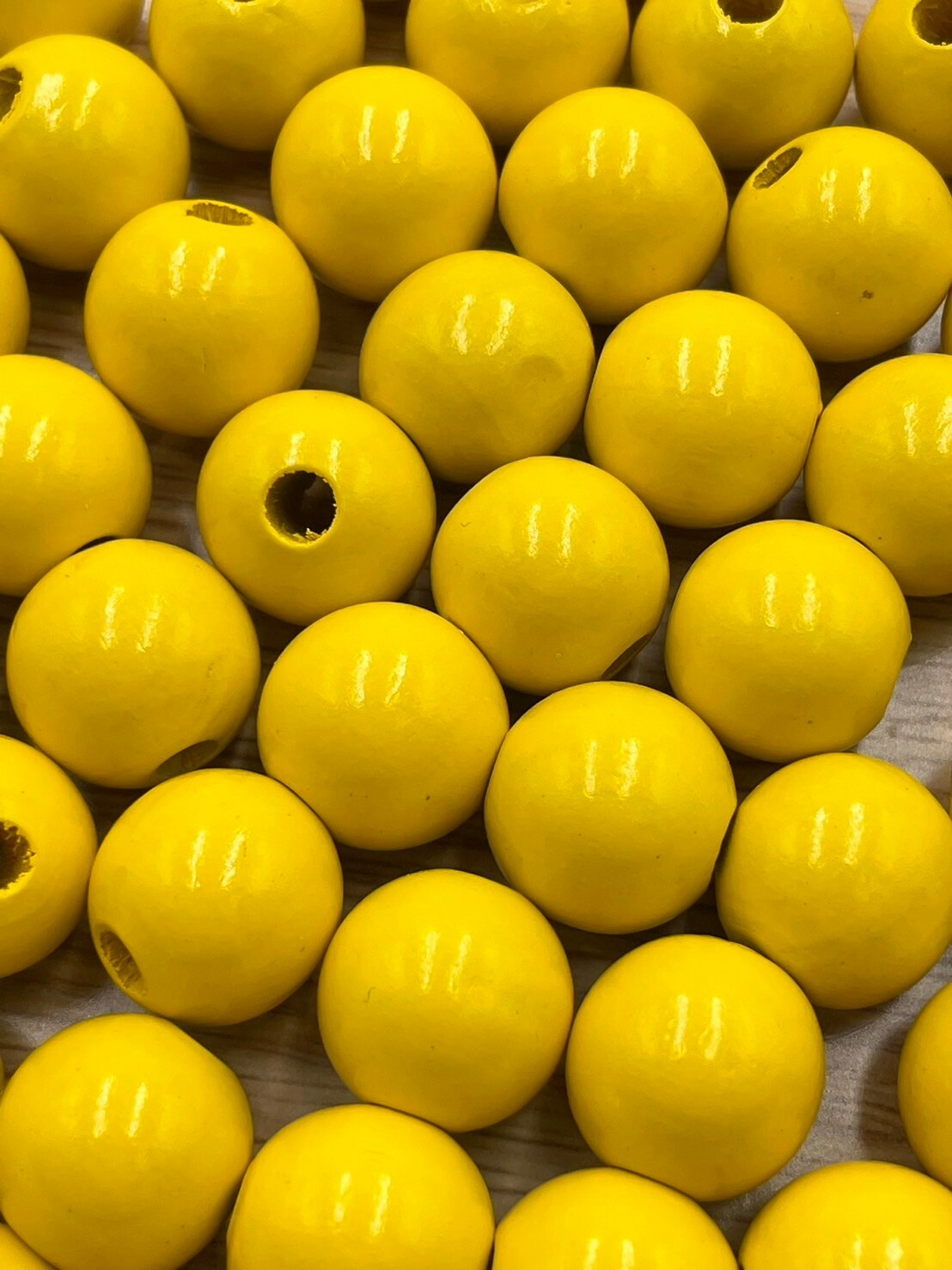 N中-黃色木珠100顆16mm