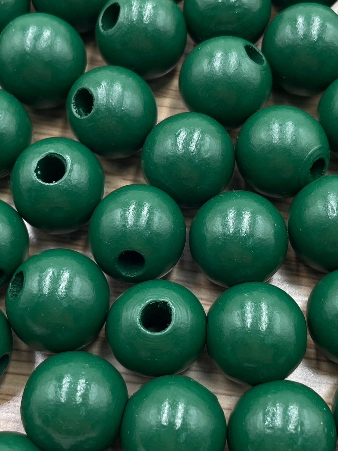 N中-墨綠色木珠100顆16mm