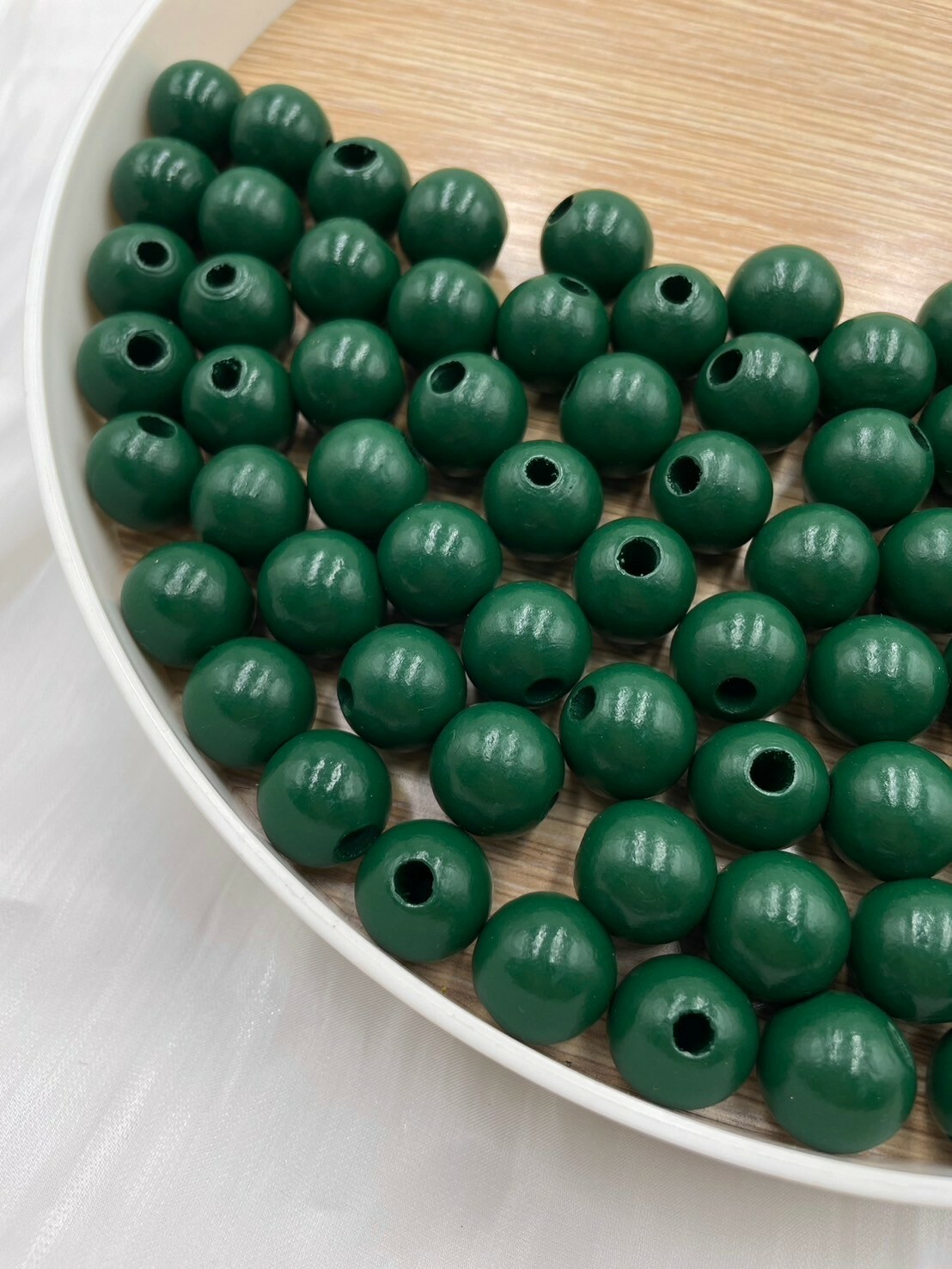 N中-墨綠色木珠100顆16mm