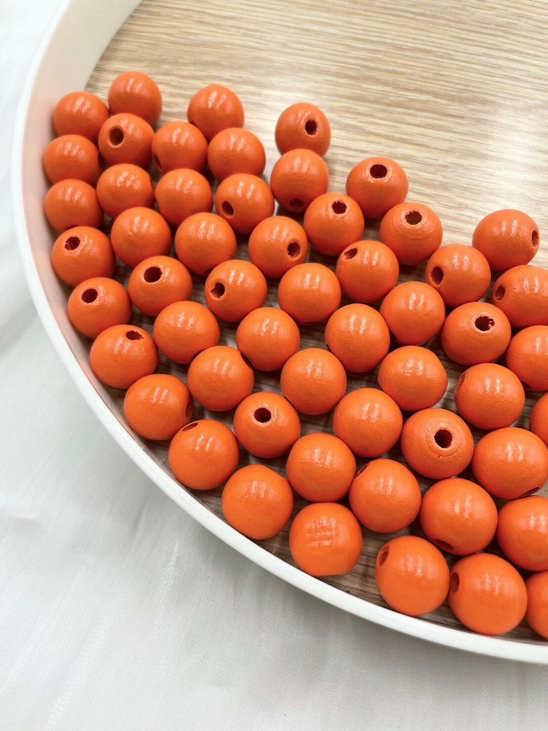 N小-淺橘色木珠100顆14mm