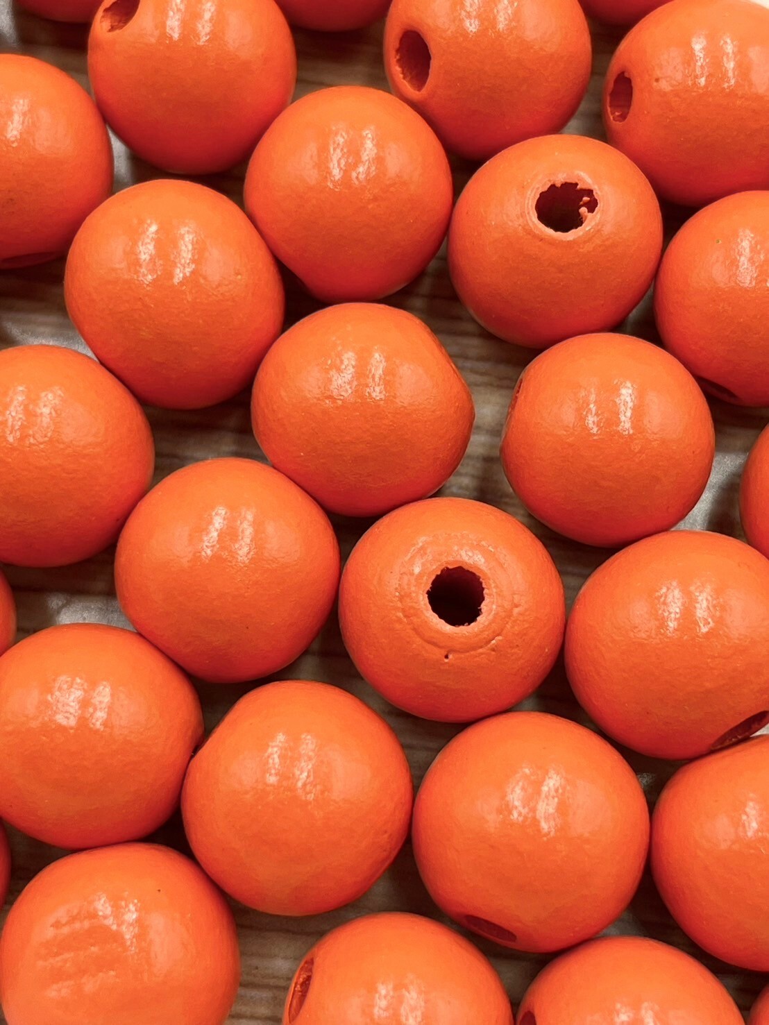 N小-淺橘色木珠100顆14mm