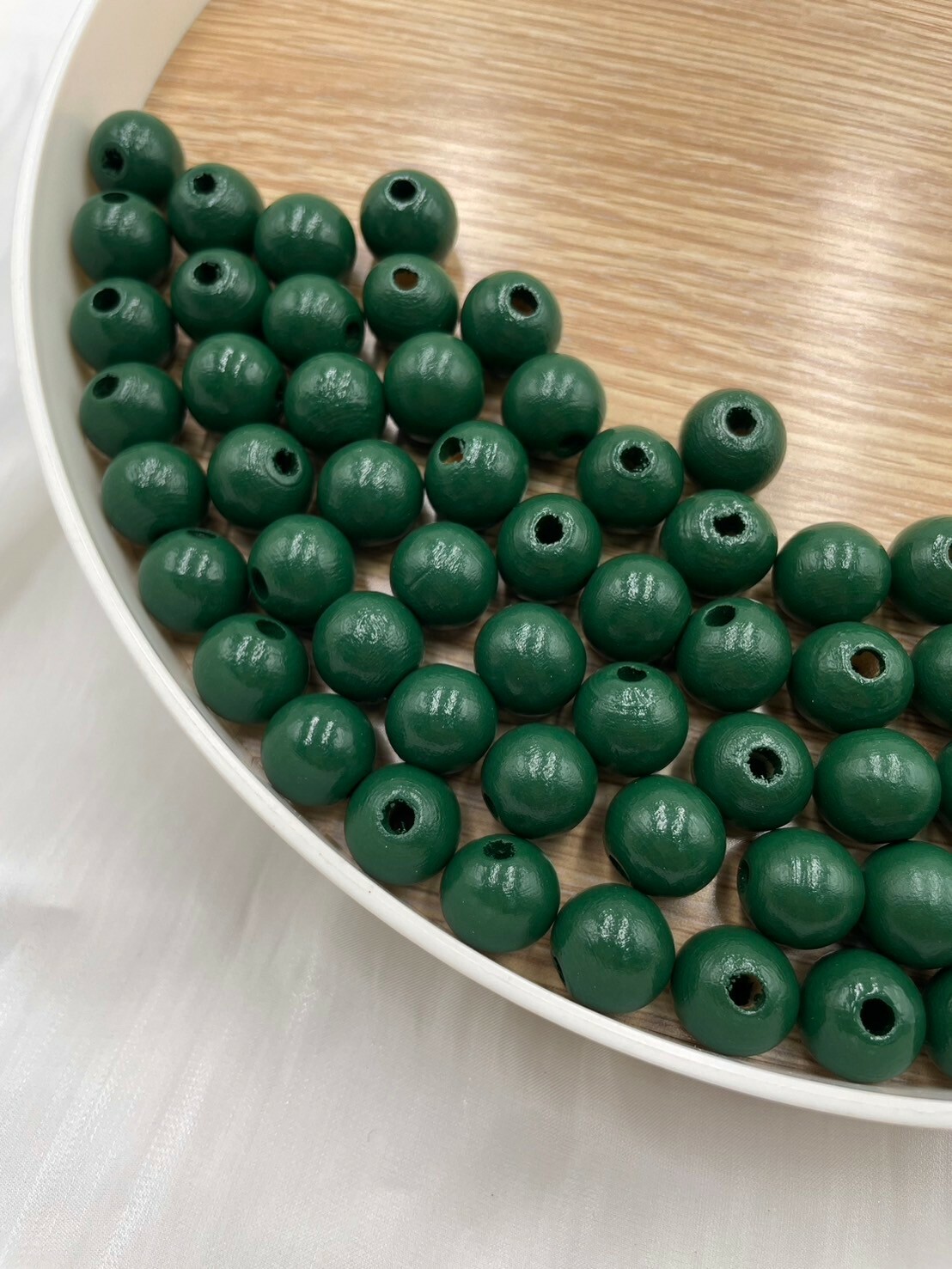 N小-墨綠色木珠100顆14mm