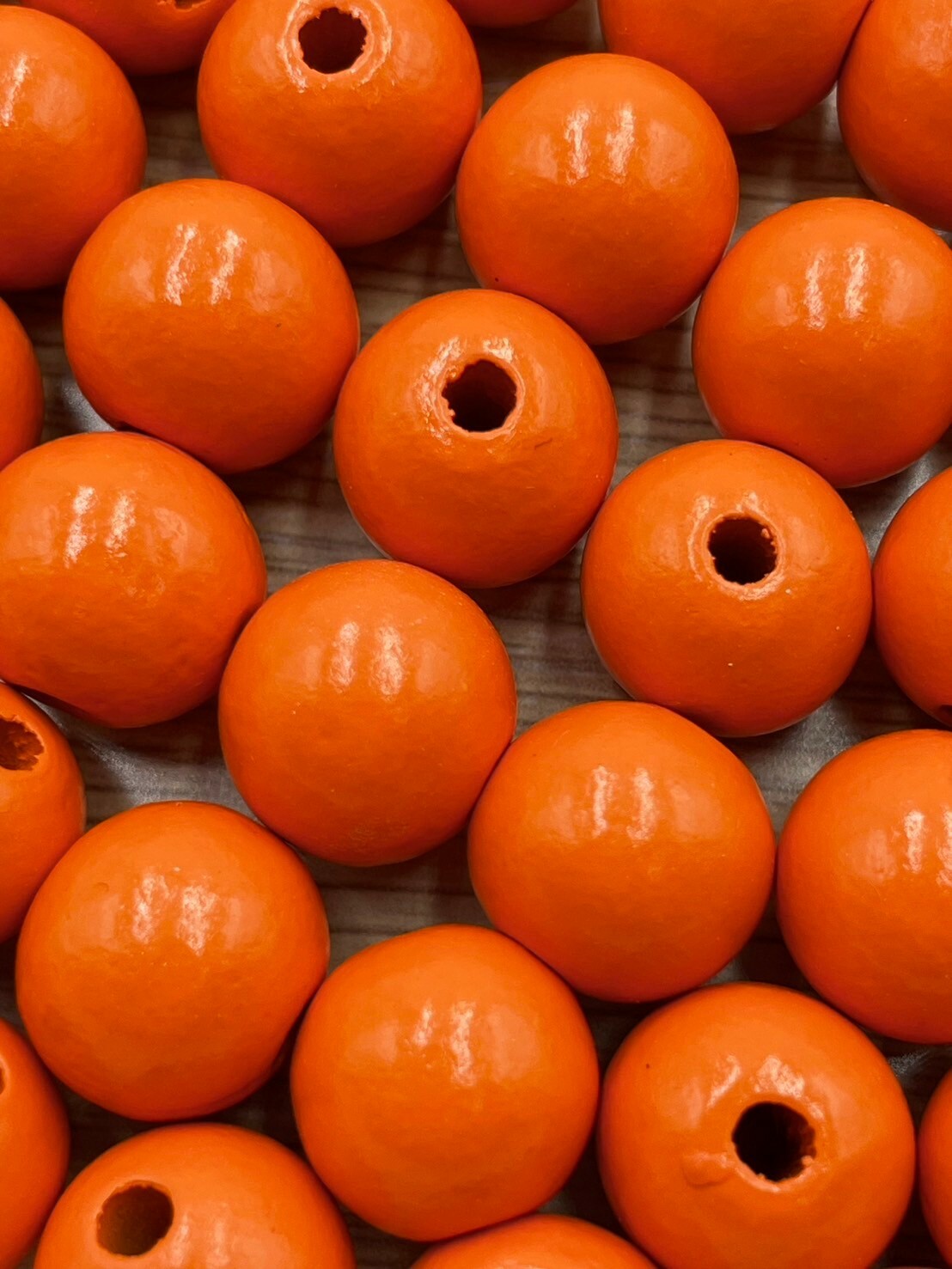 N小-深橘色木珠100顆14mm