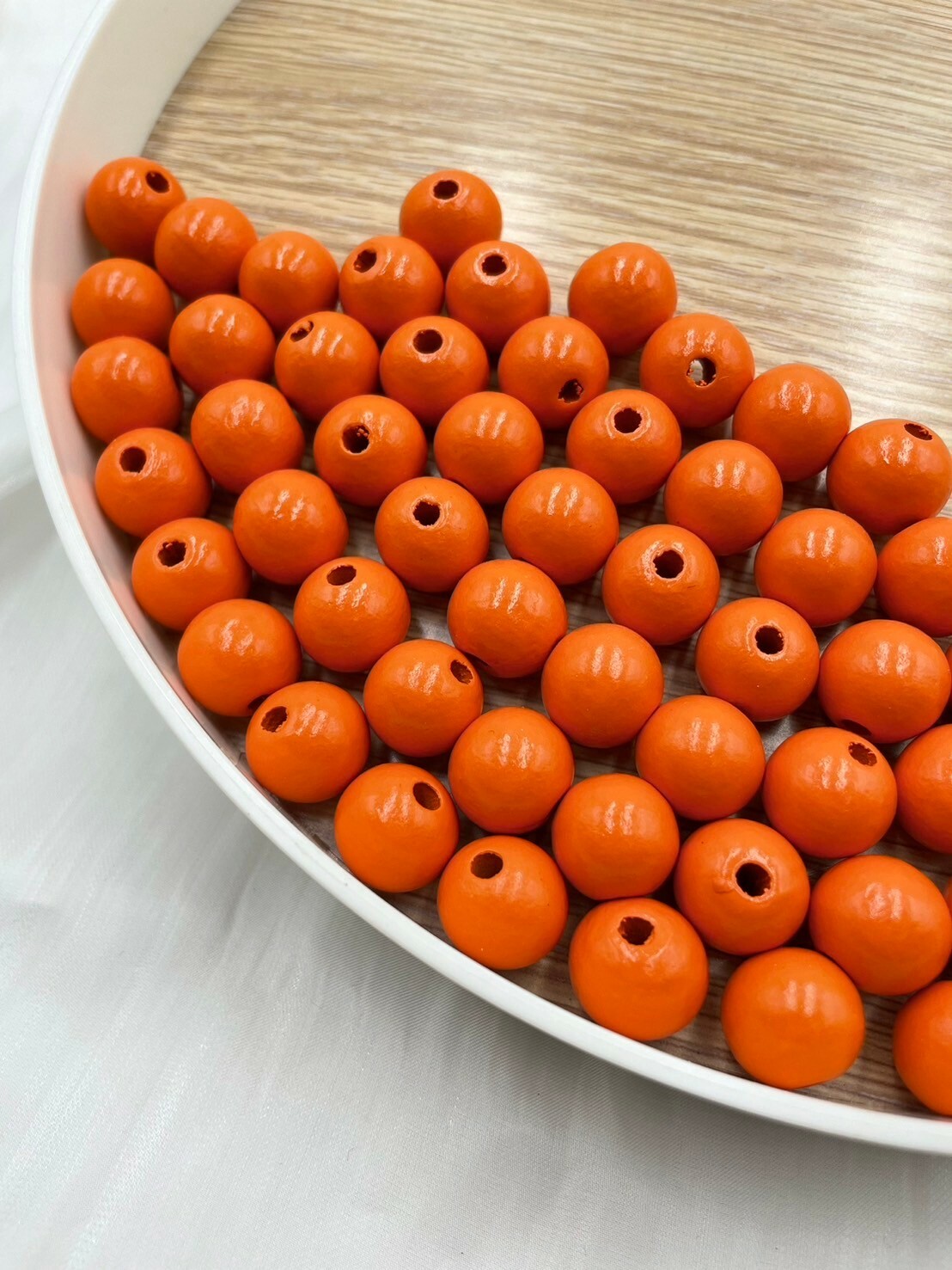 N小-深橘色木珠100顆14mm