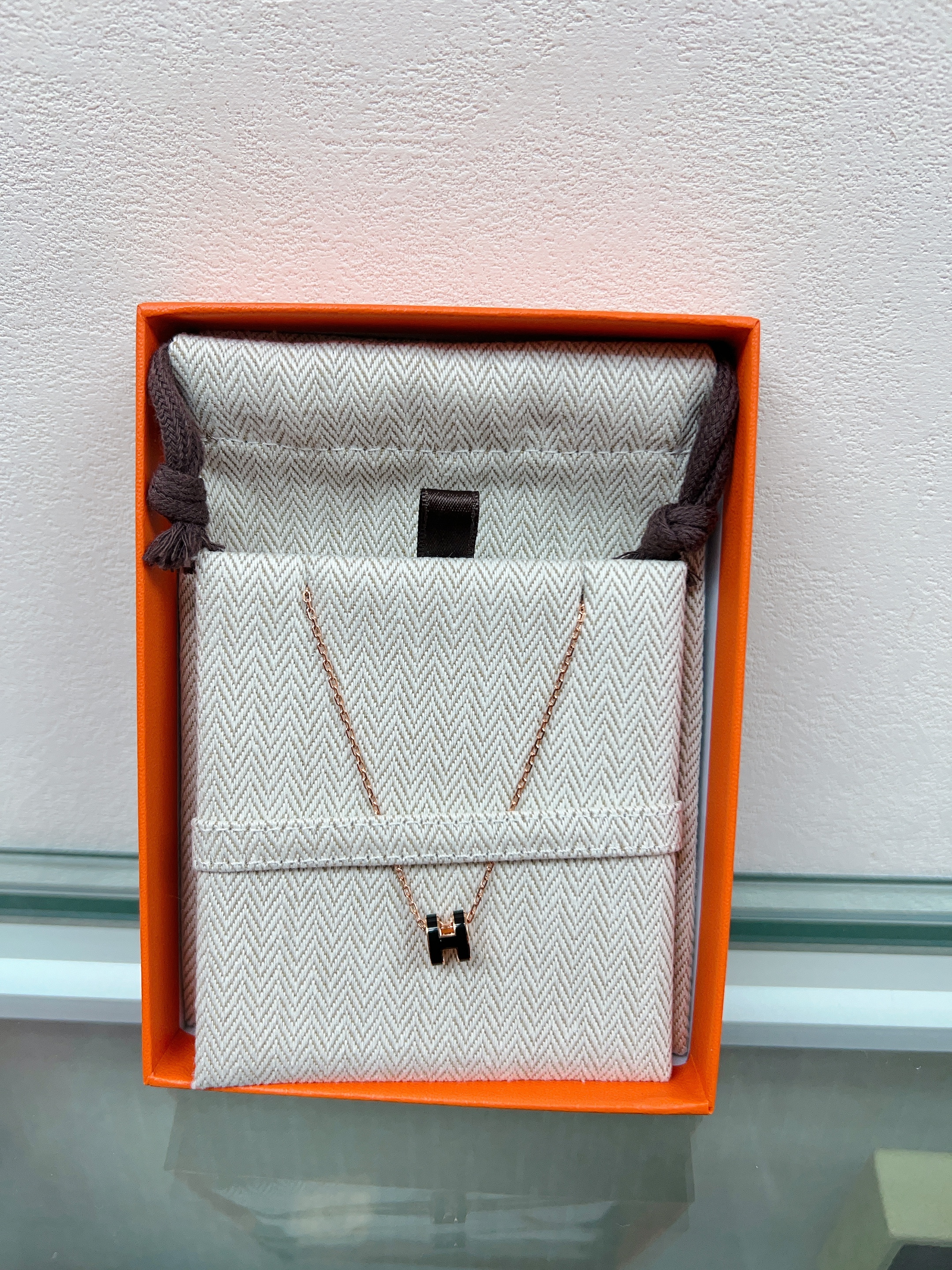 *Unused* Hermes mini pop h necklace (black RGHW)