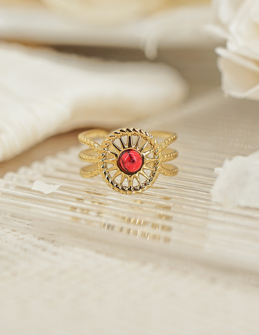 麻花星芒可調式戒指