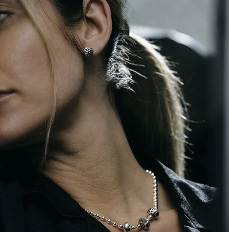 ROSETTE HEART STUD EARRING