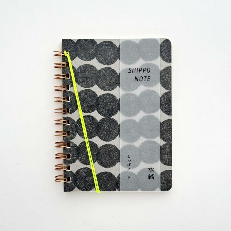 綁線環裝筆記本 黑色筆觸水玉 / 水縞 / 日本