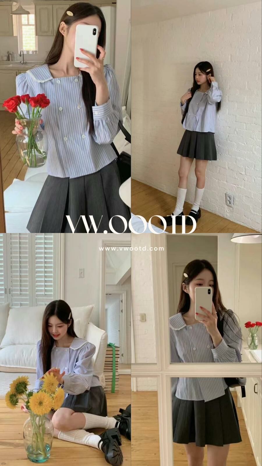 孖襟蕾絲圓領上衣