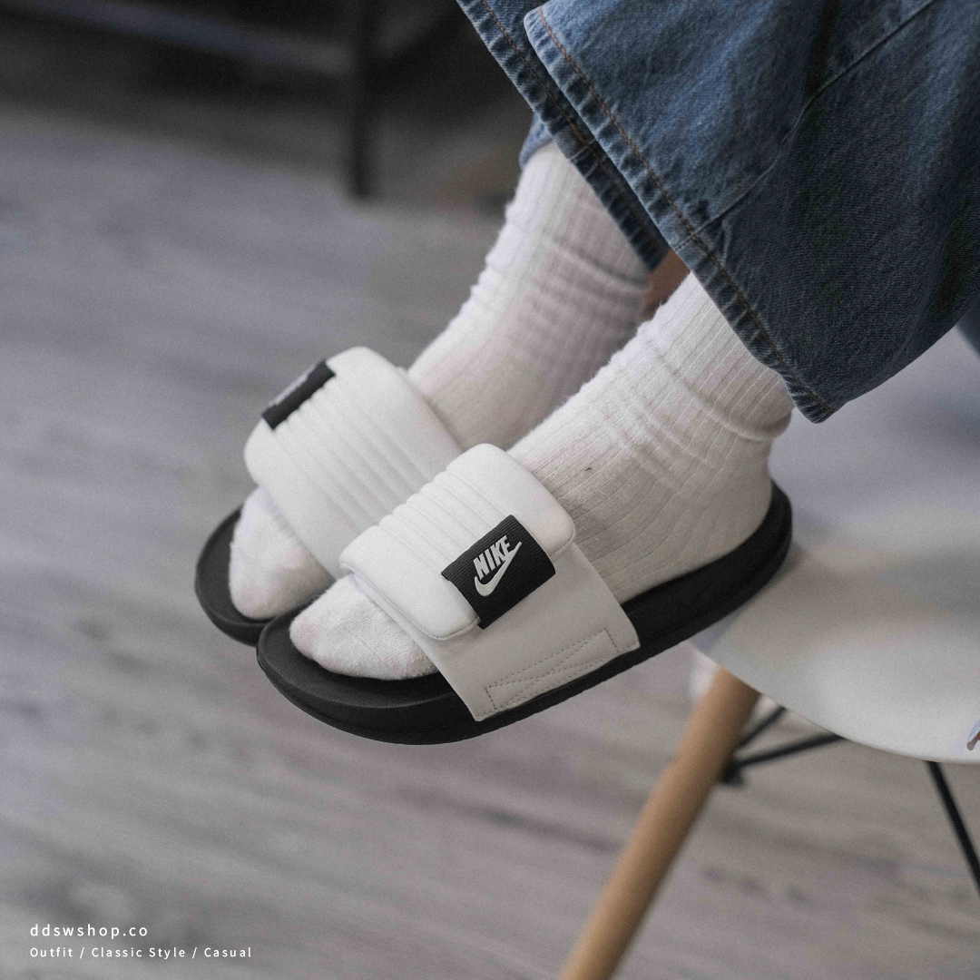 "代購" Nike Offcourt 拖鞋 魔鬼氈 可調式拖鞋 麵包拖 海綿 黑白 DQ9624-100