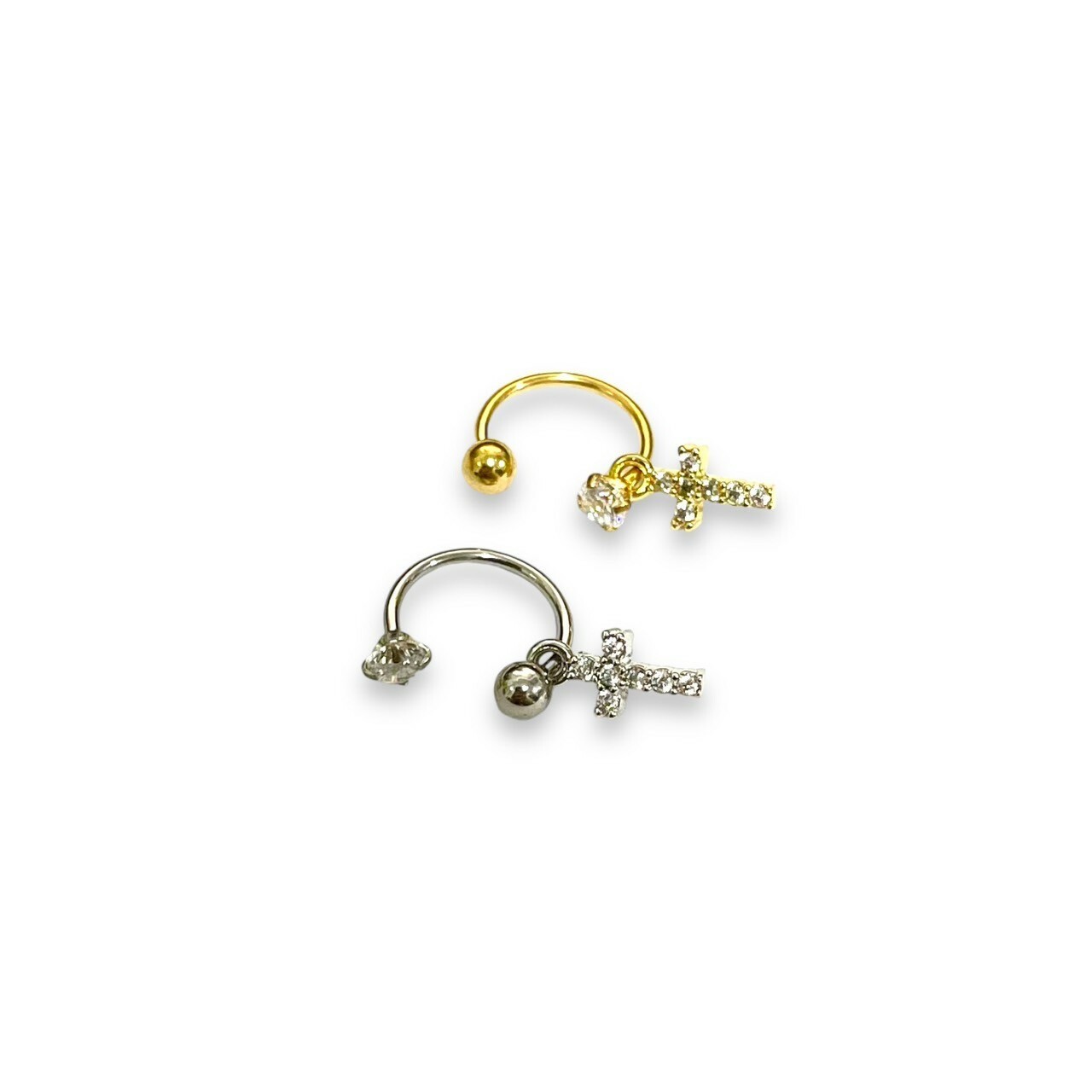 鋼馬蹄-垂吊線鋯十字架 8M 2色(單支價)