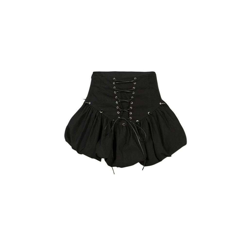 ROCKSTAGIRLS "Office Rebel" 藍黑雙色 可調節綁帶 鉚釘 半身裙 短裙