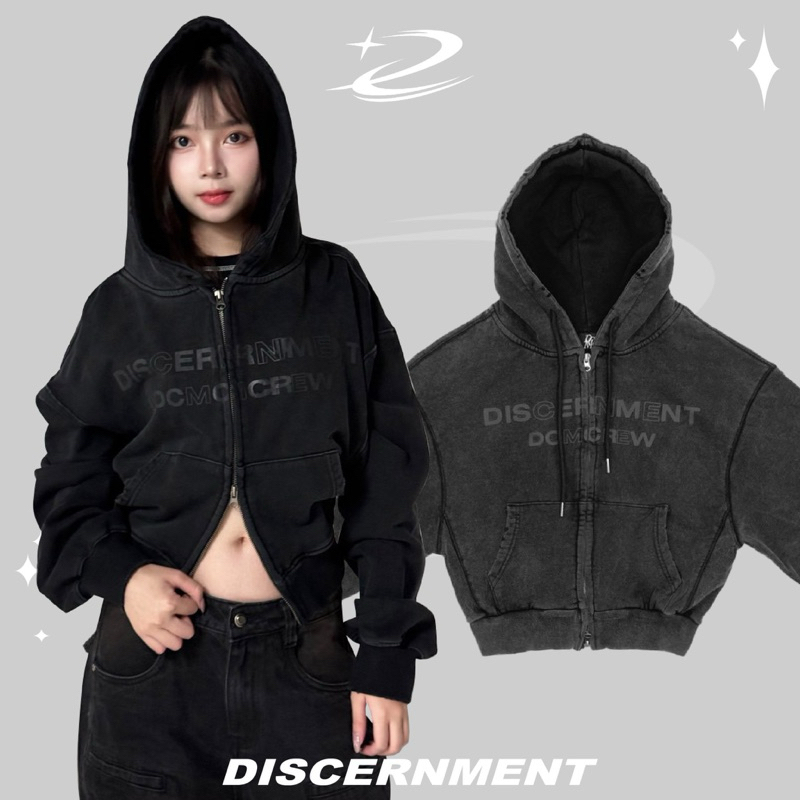 (GOAL) DCM 女生短版水洗 刷破 字母  連帽外套 dcm 081