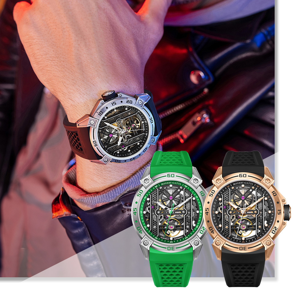【Bonest Gatti】BG5805 Universe宇宙系列 全自動機械 鏤空 雙蜂巢 機械錶 防水 夜光