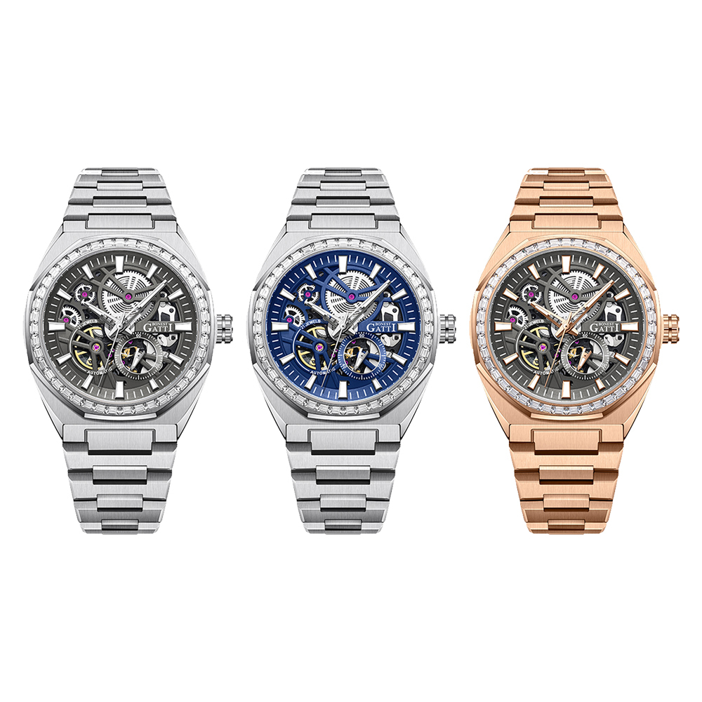 (預購)【Bonest Gatti】BG8801 Authority權威系列 鏤空 鑲鑽 皇家橡樹 紳士 全自動機械錶