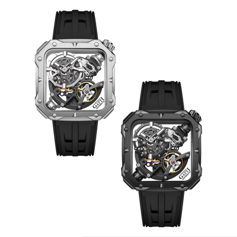 (預購)【Bonest Gatti】King device系列 BG4001 機械錶 透視 方形 鏤空 陀飛輪 全自動 腕錶